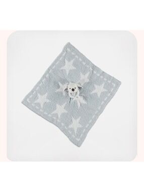 Barefoot Dreams CozyChic Dream Buddie Blanket Aqua Ice White/Stars/Puppy